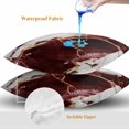 thumbnail image 4 of Throw Pillow Covers 24x24 Inch Set of 2, Marble Red Waterproof Outdoor Pillow Covers, Modern Abstract Gold White Brick Stone Motif Decorative Cushion Pillowcases for Couch, Sofa, Bed, Garden, Patio, 4 of 9