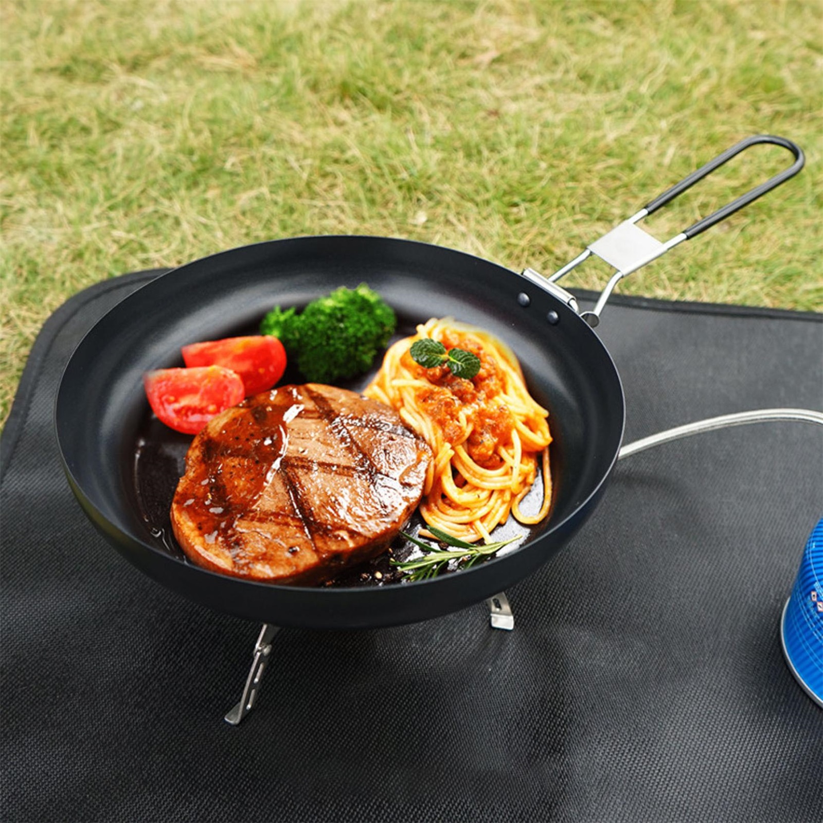 Camping Frying Pan 9.4in Non Stick Fry Pan With Folding Handle For Outdoor Camping Picnic Hiking,black