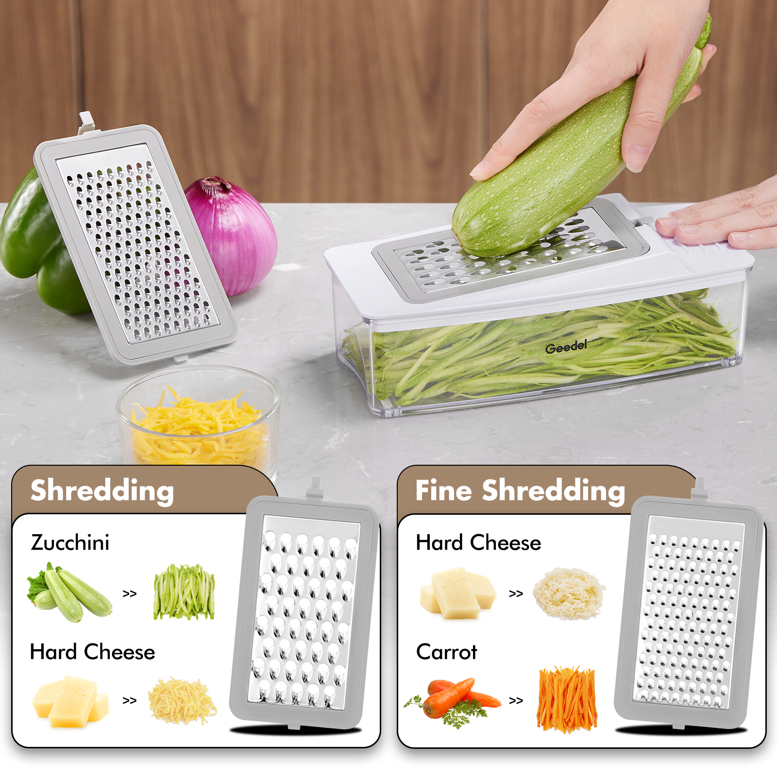 Geedel 4-in-1 Vegetable Chopper with Container, White photo 2