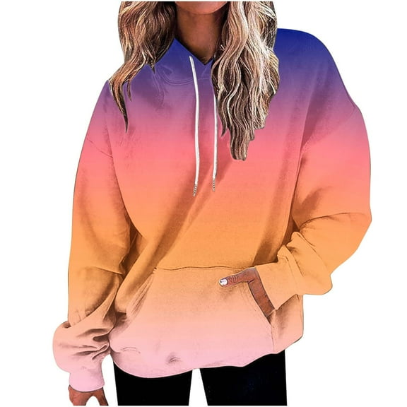 Under 10$ Buigttklop Women'S Casual Fall and Winter Long-Sleeved Printed Hooded Tops Sweatshirt