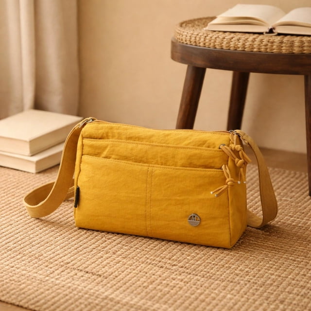 Bolso para mujer con cierre de cremallera, ideal para el día a día en la playa, acampada y paseos al libre. Amarillo