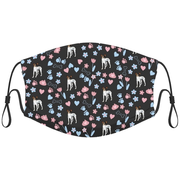 Cute RAT Terrier Dog Graphic Printed Cloth Face Masks Reusable Washable Adjustable for Child (5 PCS)
