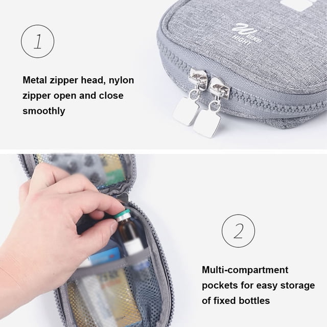 Emergency Organizer Zipper Waterproof Household Empty Storage Bag Classification Dust-proof Students Pill Case for School Blue Small