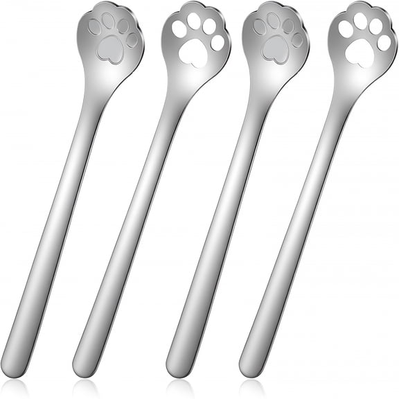 ACDANC 2026 New 4 Pcs Cat Paw Spoon,Stainless Steel Cute Cat Claw Coffee Spoons,5.7 Inch Cartoon Teaspoons for Stirring Coffee,Ice Cream,Dessert & Milk Drink