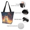 thumbnail image 5 of Horeoi Starry Sky Constellation Cat Print Shoulder Bag for Women Large Capacity Zipper Tote for Shopping Beach Travel Gym with Inner Pocket, 5 of 7
