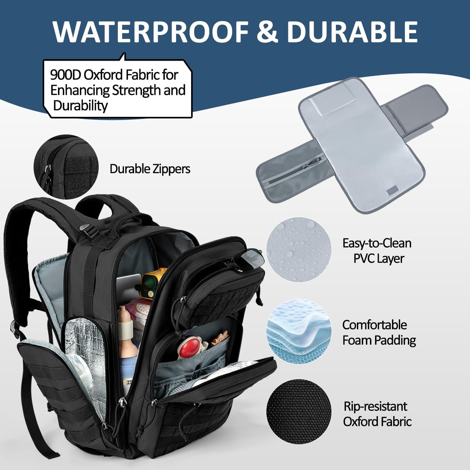 MIRACOL Outdoor Military Diaper Bag: Tactical Style Baby Backpack with Insulated Pockets & Changing Pad - Hiking Camping Essentials for Active Dads