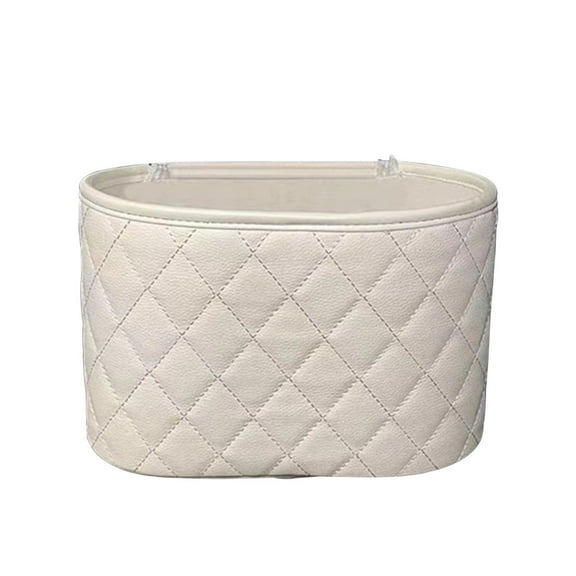 Deeceymbur Car Storage Bag, Multifunctional Hanging Storage Box, Large Capacity Seat Backrest Storage Bag White