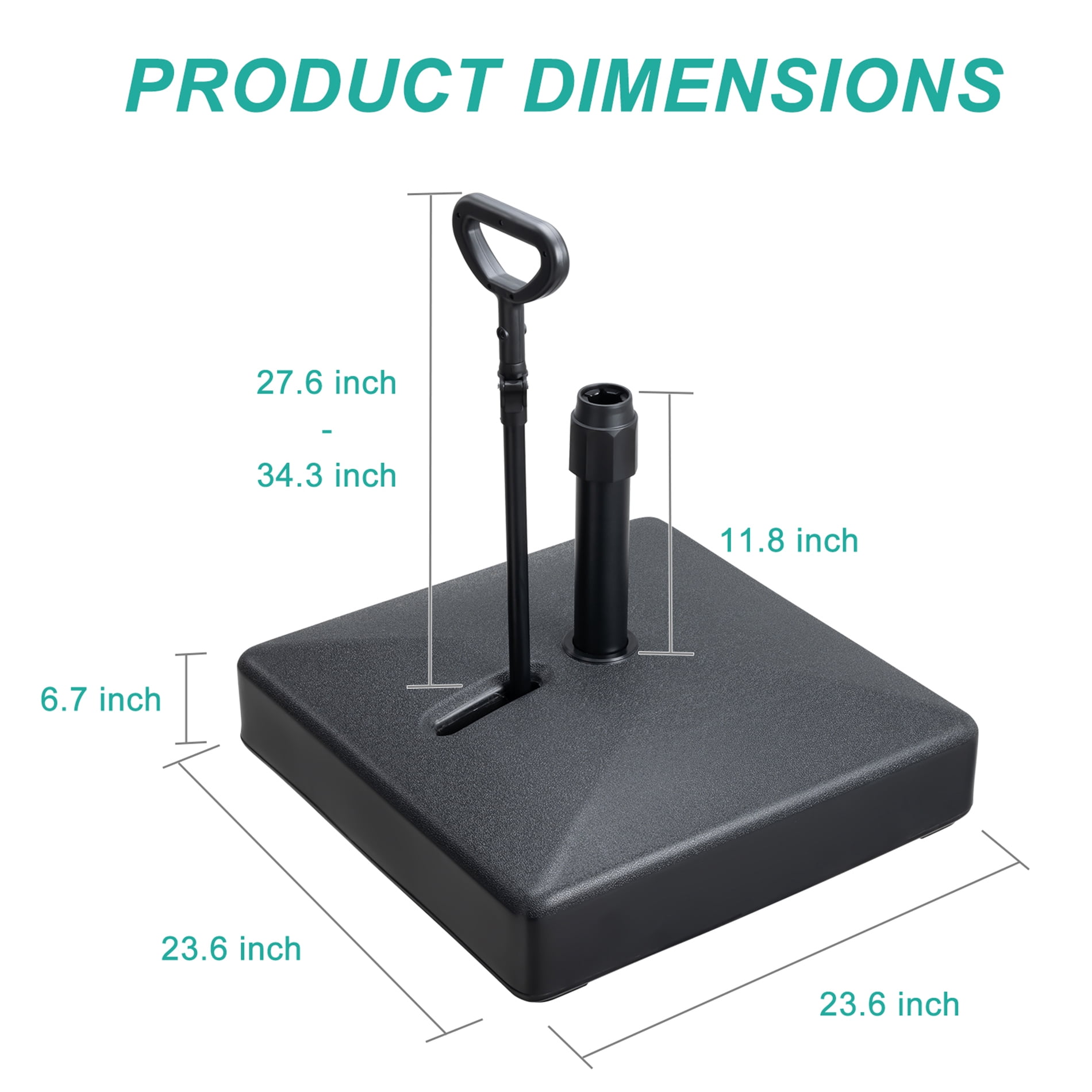 BPS Heavy Duty Fillable Outdoor Patio Umbrella Base with Wheels Pull Rod Black