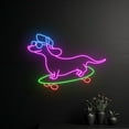 thumbnail image 2 of Handmadetneonsign Dachshund Dog Skateboarding Neon Sign, Skateboard Dachshund Led Sign, Dog Skateboarder Led Light, Wall Décor, 2 of 5