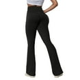 thumbnail image 4 of YDFCWXW Women's V Cross Flare Yoga Pants High Waisted Butt-Lifting Leggings Tummy Control Workout Lounge Pants (Black, M), 4 of 7