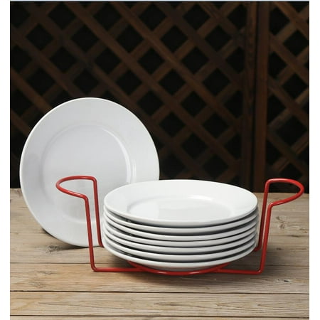 Apple Metal Plates - Mainstays 9-Piece Metal Serveware Set with 8 Plates and Metal Rack