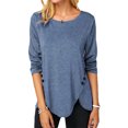 thumbnail image 1 of UKAP Camiseta para mujer Camiseta con dobladillo irregular Camiseta de manga larga Jersey holgado para estar en casa, 1 of 3