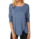 thumbnail image 1 of Oucaili Camiseta informal de manga larga con botones y dobladillo irregular para mujer, camiseta holgada con cuello redondo, camiseta para primavera, verano, Otoño e Invierno, 1 of 3