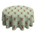 thumbnail image 4 of Green Highland Cow Flower Pattern Round Tablecloth 60"x60",Wrinkle Wipeable Table Cloth for Kitchen Dining Room Picnic Patio Party, 4 of 6