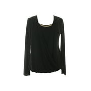 Calvin Klein Black Layered-Look Hardware-Trim Top L