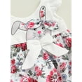 thumbnail image 6 of Qiylii Baby Girls Sister Matching Clothes, Fly Sleeve Flower Rabbit Printed Jumpsuit/Dress, 6 of 8