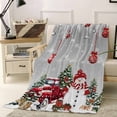 thumbnail image 2 of Winter Christmas Throw Flannel Blanket 32x48In Snowman Truck Christmas Ball Tree Gray Super Soft Cozy Bed Blanket, Lightweight Plush Fuzzy Bed Throw for Bedroom Sofa Couch Living Room, 2 of 4