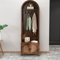 Hall Tree with Bench, Entryway Coat Rack with 4 Hooks and Shoe Storage, Arch Hall Tree for Hallway