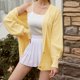 thumbnail image 4 of Gibobby Cárdigan para dama Cárdigan ligero con frente abierto para mujer suéter de punto básico casual manga larga cuello de chal suéteres(Amarillo,M), 4 of 5