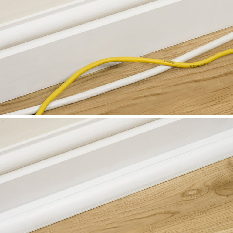Commercial Electric 5 ft. 1/4 Round Baseboard Cord Channel, White A60-5W -  The Home Depot