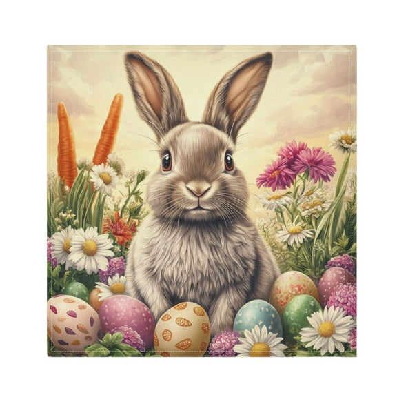 WOBOGO Lovely Easter Bunny Cloth Napkins 1 Piece Soft Elegant Touch Durable Absorbent Quick Drying for Elegant Dining