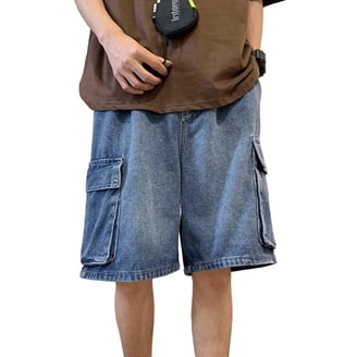 GINGTTO, Men's Baggy Loose Fit Denim Shorts, 32, White - Walmart.com