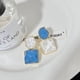 thumbnail image 1 of Pendientes de fiesta para mujer con forma de onda de agua y piedra en contraste de color de acero inoxidable, 1 of 5