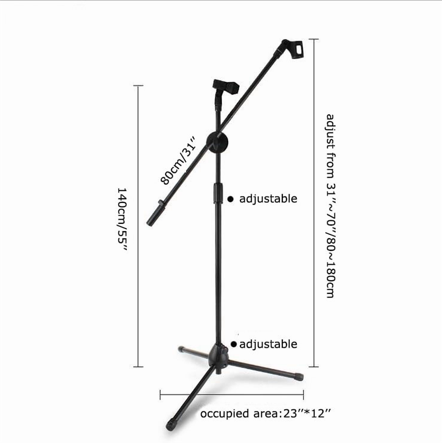 INTSUPERMAI 360° Rotating Microphone Stand Holder Dual Mic Clip Boom Arm Foldable Tripod