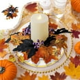 thumbnail image 4 of Btomtd Diameter 25cm Pumpkin Maple Leaf Berry Wreath Candle Holders Thanksgiving Halloween Table Decor with Scented Garland, E, 4 of 9