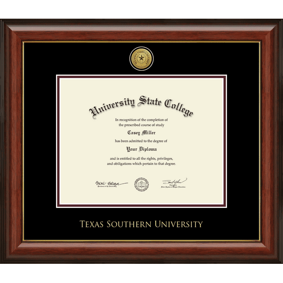 Texas Southern University Diploma Frame, Document Size 11" x 8.5"