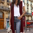 thumbnail image 6 of Jxximdong Cardigans for Women, Sleeveless Open Front Pocket Causal Lightweight Kimono Cardigan Coat, Women's Bolero Shrugs Red, 6 of 7
