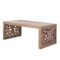 thumbnail image 6 of Hassch Modern Boho Coffee Table in Natural Wood Finish, Traditional Rectangular Center Table with Intricate Carved Panels, Easy to Assemble, 6 of 7