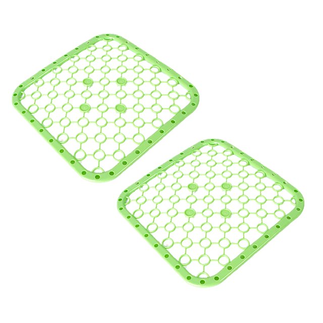 Oleegame 2PC Glass Bottle Plastic Kitchen Sink Protector Draining Mat Deluxe Anti-Slip Scratch Green