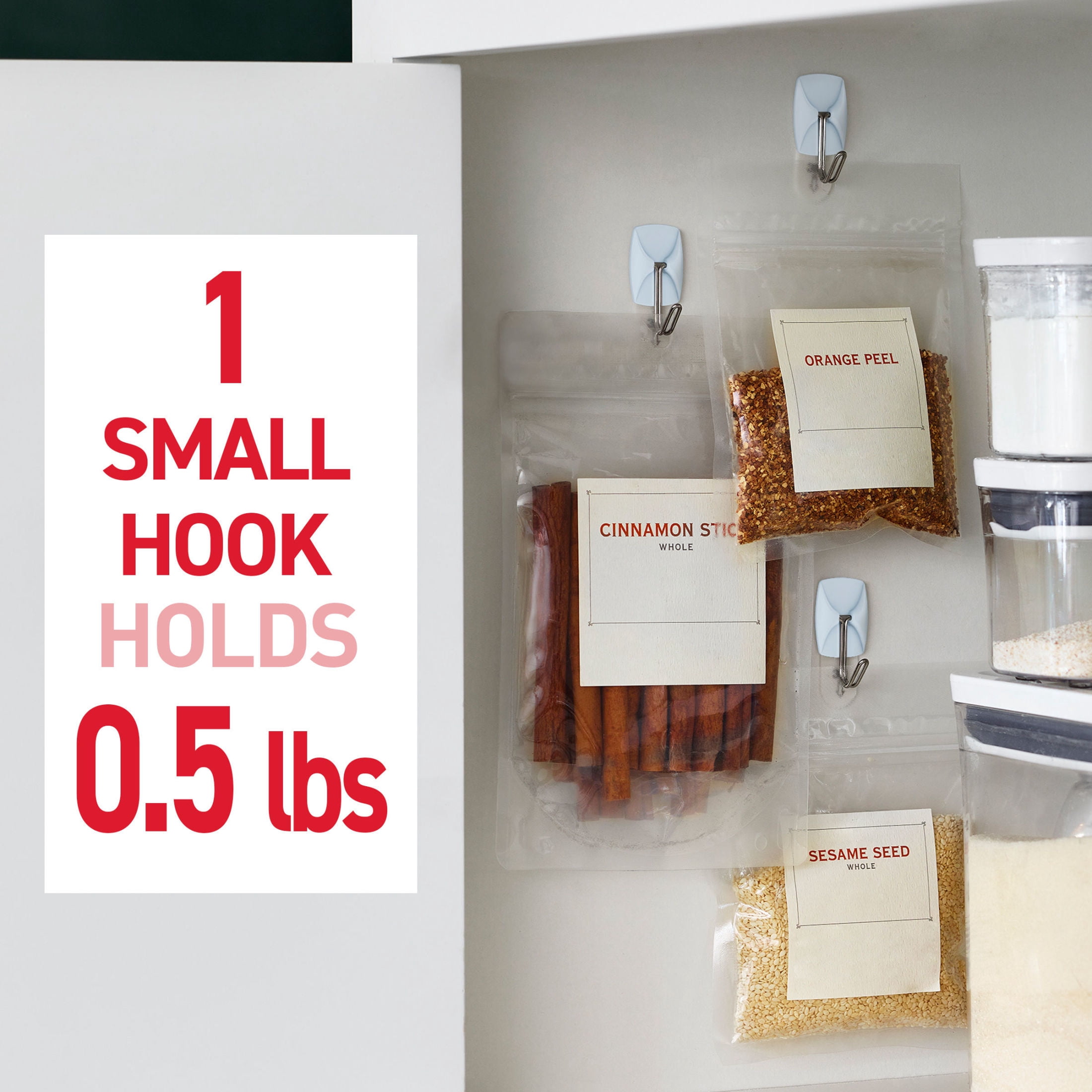 Command Small Wire Hooks, Sky, Holds .5 lbs, 9 Hooks, 12 Adhesive Strips