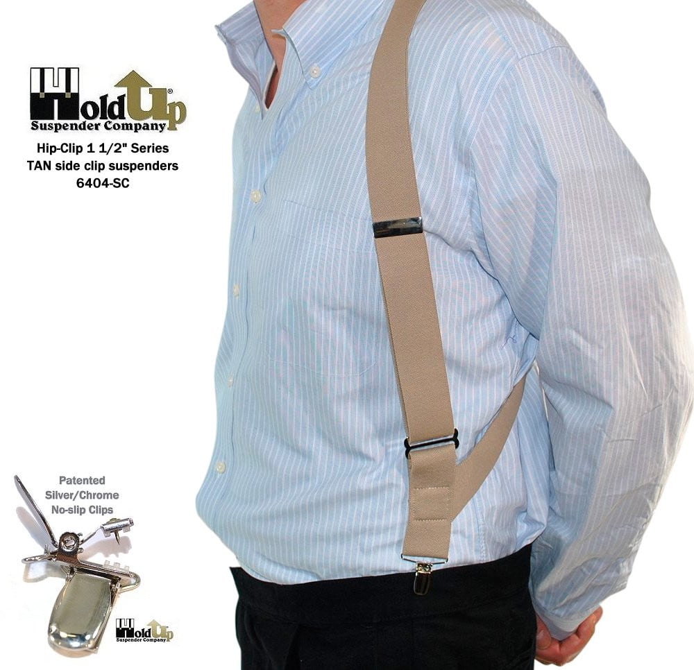 HoldUps Tan Trucker Style Hipclip Series Suspenders in 1 1/2" Width