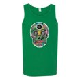 thumbnail image 2 of Day Of The Dead Calavera Skull Colorful Trippy | Mens Pop Culture Graphic Tank Top, Kelly, X-Large, 2 of 4