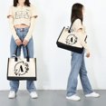 thumbnail image 1 of Fashion Canvas Handbag for Women Letter Flowers Printed Hit Color Portable, 1 of 6