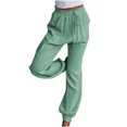 thumbnail image 2 of symoid Womens Casual Pants- Casual Solid Pants with Pocket Comfortable Tie Feet Full Length Pants Mint Green L, 2 of 8