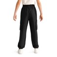 thumbnail image 6 of Actgleam Boys Girls Cargo Pants with Pockets Elastic Waist Joggers Trousers for Kids,Black,9-10Years, 6 of 8