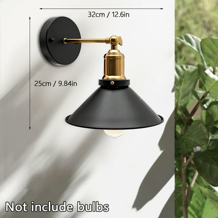 110V Vintage Wall Lamp Plug-In Iron Industrial Wall Sconce Light Bedroom Lighting Fixture 32*25cm