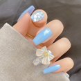 thumbnail image 1 of Cute Bow Press On Nails Ataúd brillante Uñas postizas medianas Diseñado Shimmer Chic Cubierta completa Acrílico Uñas postizas Consejos para mujeres y niñas 24 piezas Namotu CZMR-ZC37-1, 1 of 6