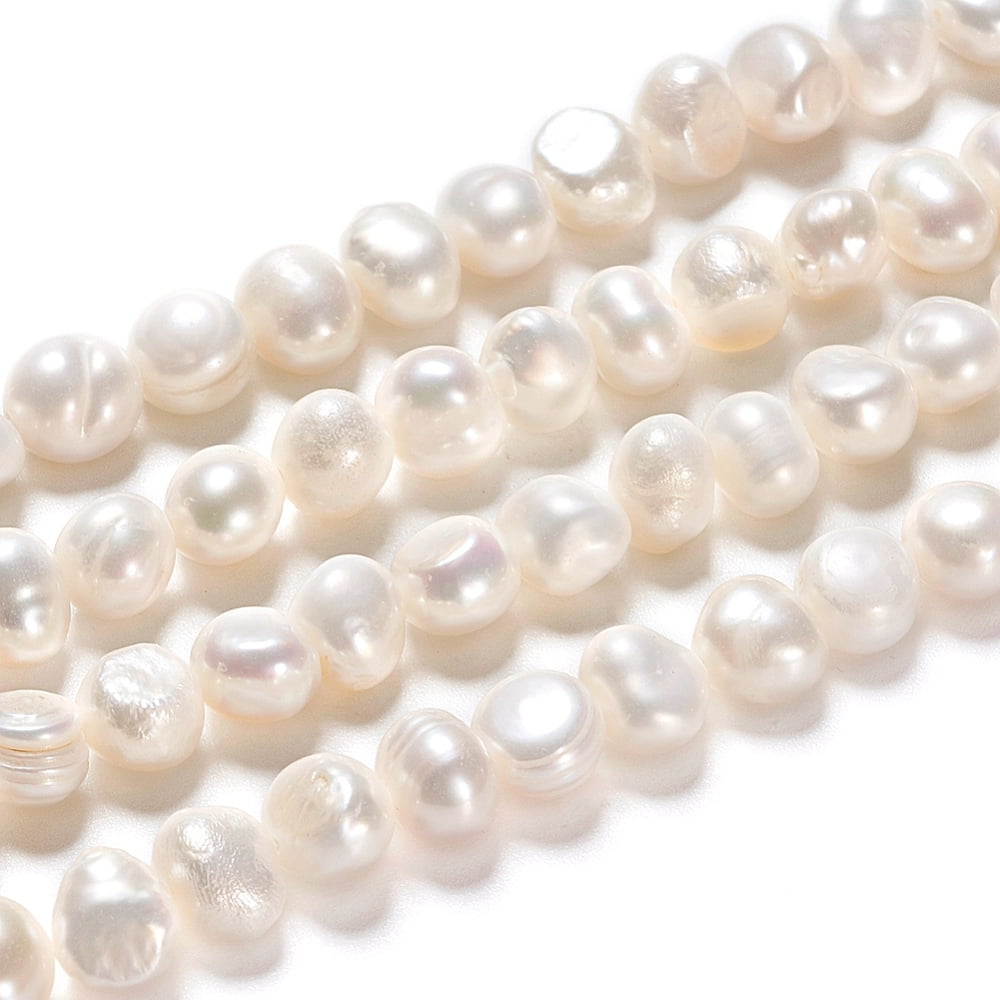 Natural Cultured Freshwater Pearl Beads Strands Two Sides Polished Nuggets Antique White 6~8x4.5~6x5~6.5mm Hole: 0.6mm about 21~22pcs/strand 6.50 inch(16.5cm)