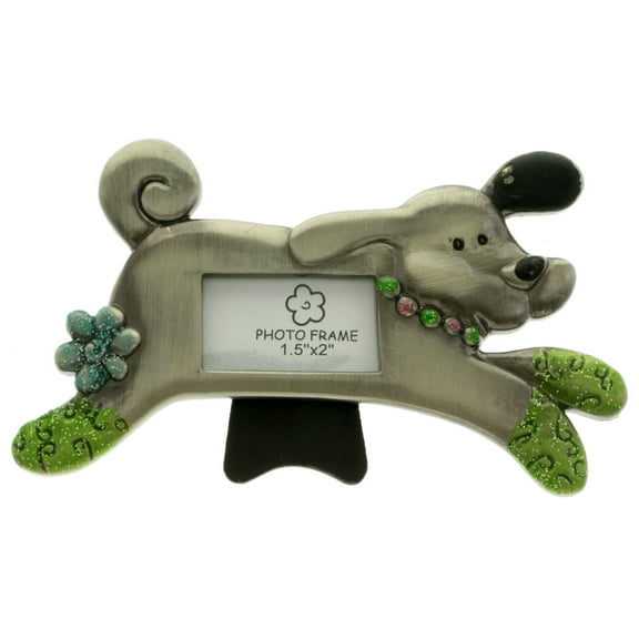 Mi Amore Dog Picture-Frame Silver-Tone/Green