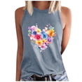 thumbnail image 2 of Plus Size Tank Tops for Women Sleeveless Round Neck Love Printed Regular Tank Gray 2XL, 2 of 4