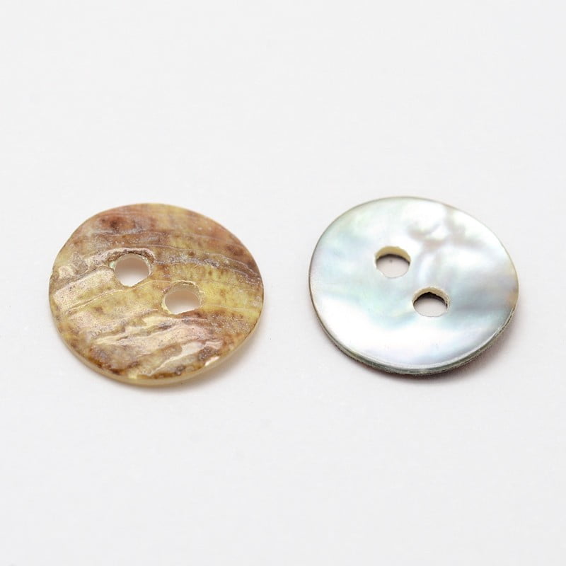 1Bag 2-Hole Flat Round Mother of Pearl Buttons Akoya Shell Button Tan 10x1mm Hole: 1.5mm 2880pcs/bag