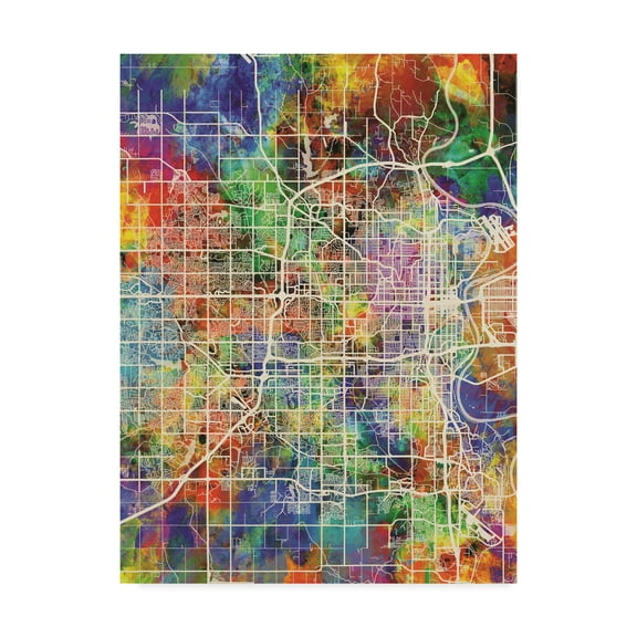Trademark Fine Art 'Omaha Nebraska City Map' Canvas Art by Michael Tompsett