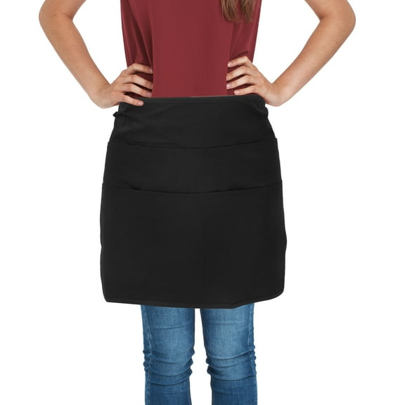 CTIRCHIU Adjustable Black Half Apron with Multi Pockets for Waitress Cooking and Serving