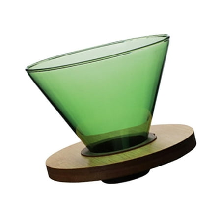 

Portable Pour Over Coffee Dripper Coffee Filter Pot Cone Filter Cup Stand Coffee Maker Wood Base Glass for Travel Home Outdoor brew Green