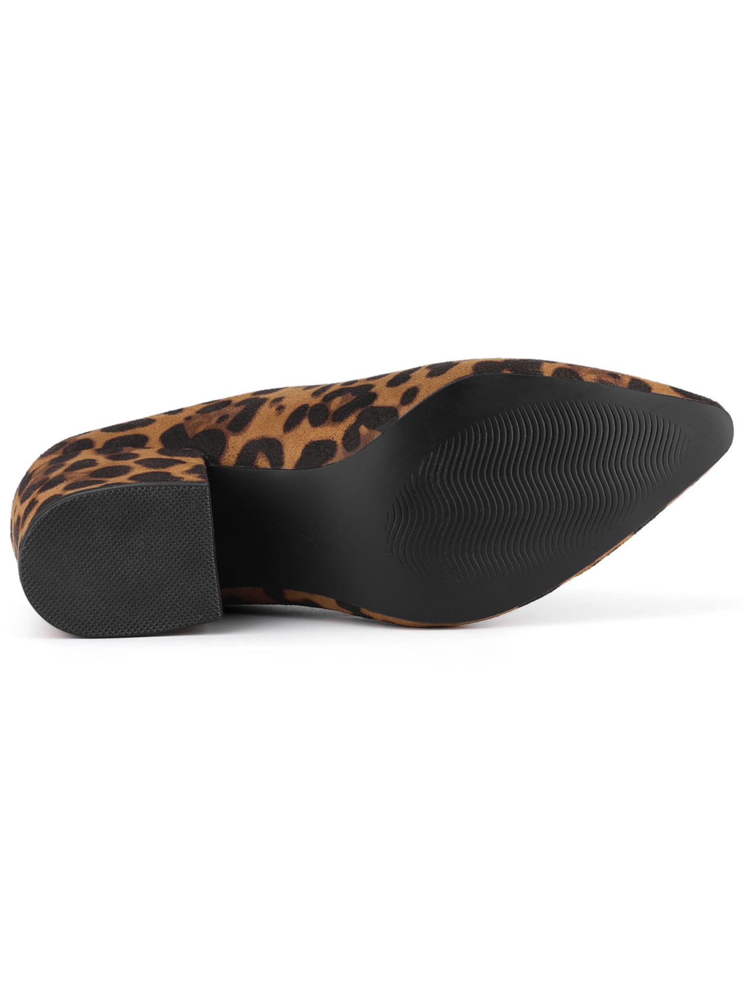 DARING DIVA Women's Pointed Toe Slip On Block Heel Slide Mules Leopard 9.5
