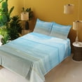 thumbnail image 2 of Ambesonne Summer Fitted & Top Sheet Set with Shams, Sea Horizon Shore Beach, Blue Cream, 2 of 5